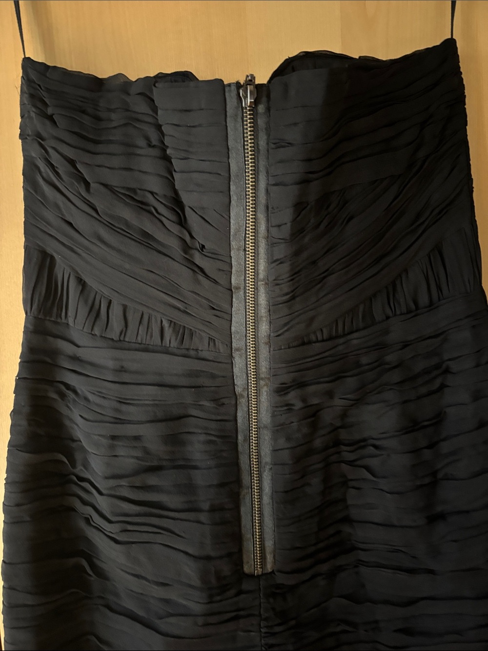 Black Ruched Strapless Dress - Picture 3 of 5